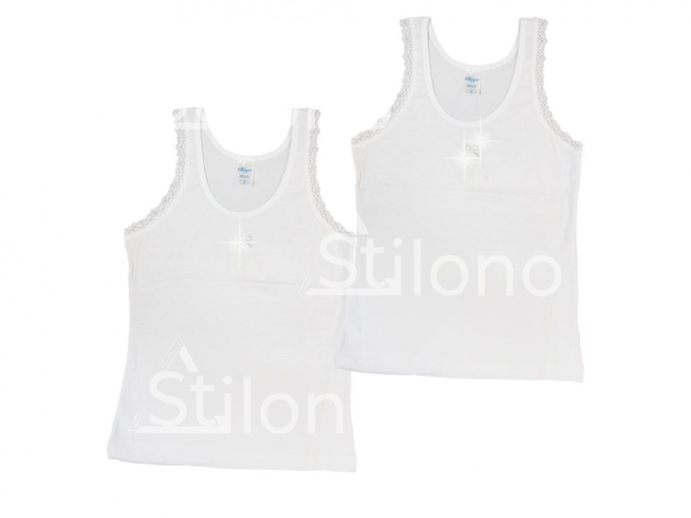 Майка для девочки с кружевом и стразами  BIYOkids 1289